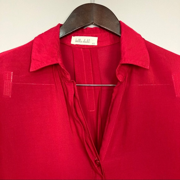 Bella Dahl Popover Tunic 1/2 Button Front Roll Tab - Picture 2 of 6